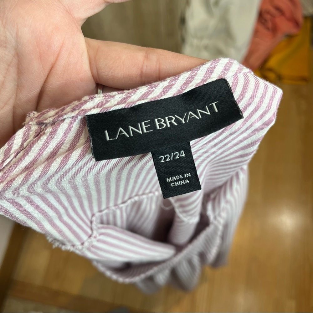 2/$25 Lane Bryant Pink Stripes Floral Lace Business Feminine Casual Blouse 22/24 - Picture 12 of 13